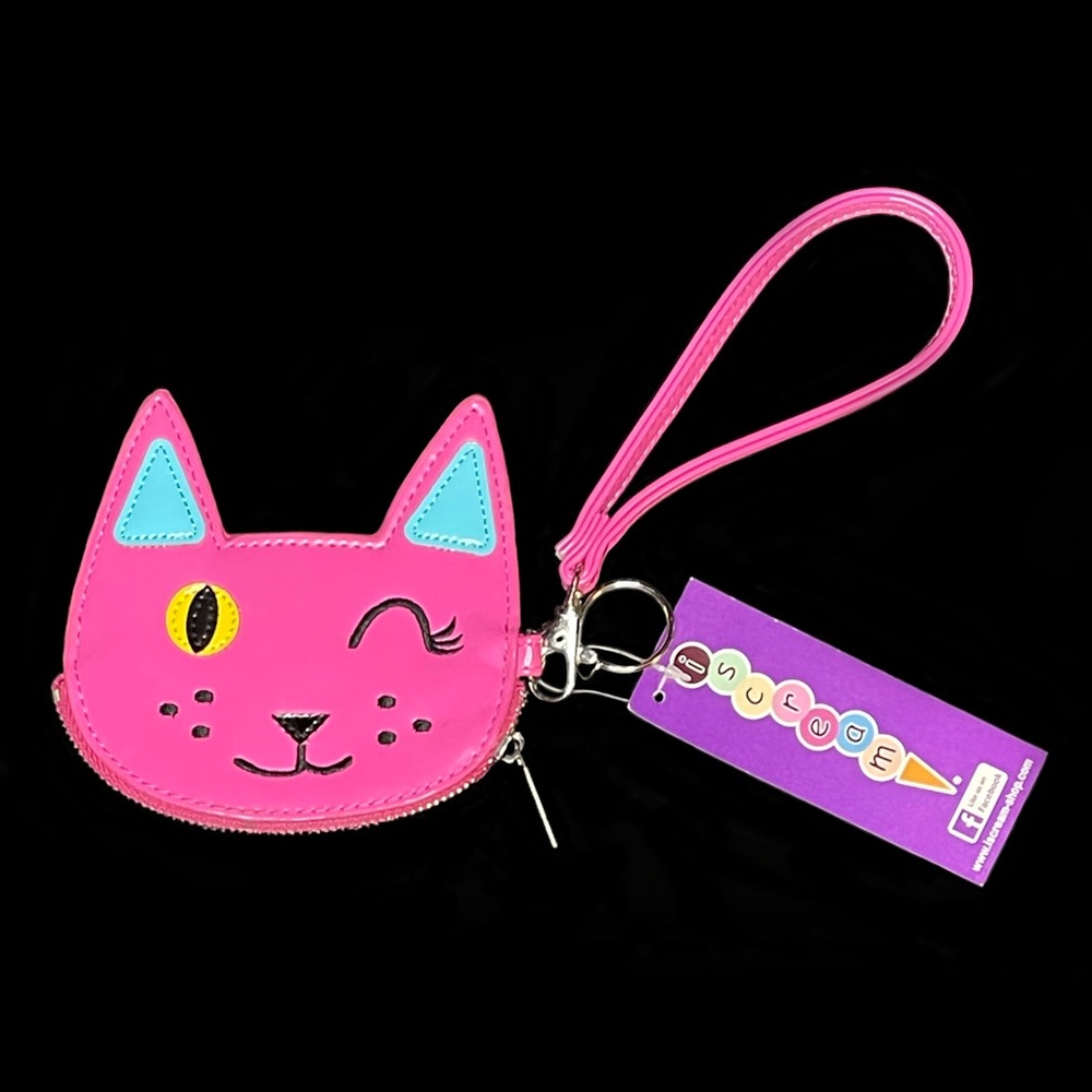 Winky Cat Purse Keychain